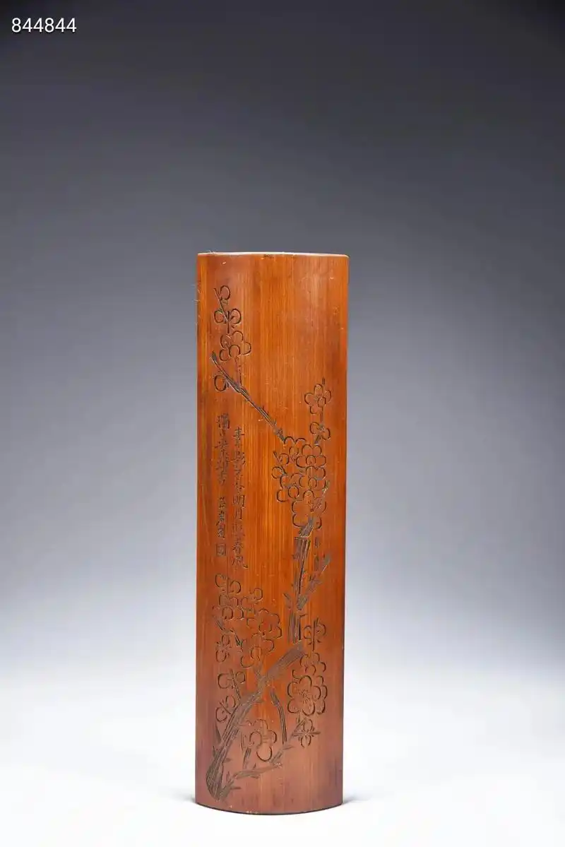 名家款竹雕手工雕刻梅花文字臂搁 尺寸:高0.7厘米,长3 - 抖音