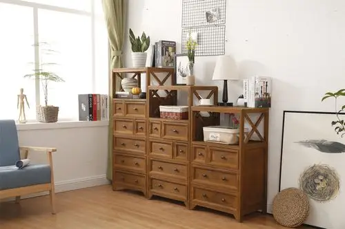 五斗柜简约现代柜子储物柜实木客厅柜抽屉式复古储物柜自由组合