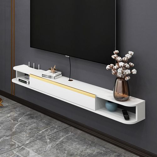 轻奢悬挂式壁挂电视柜超薄窄机顶盒置物架简约现代电视墙装饰吊柜