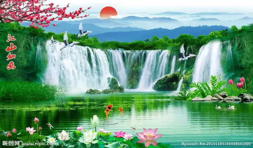 巨幅山水画设计图__风景_psd分层素材_设计图库_昵图网nipic.com