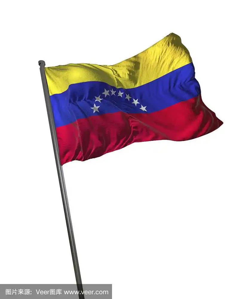 委内瑞拉国旗孤立在白色背景肖像
