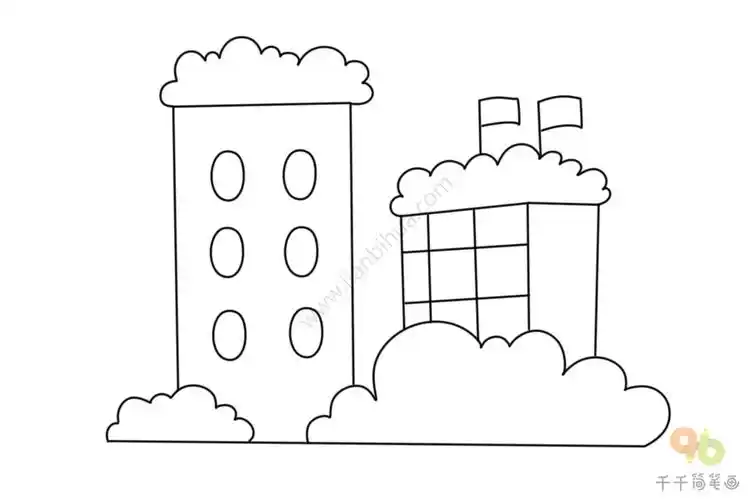 教你画城市居民楼简笔画