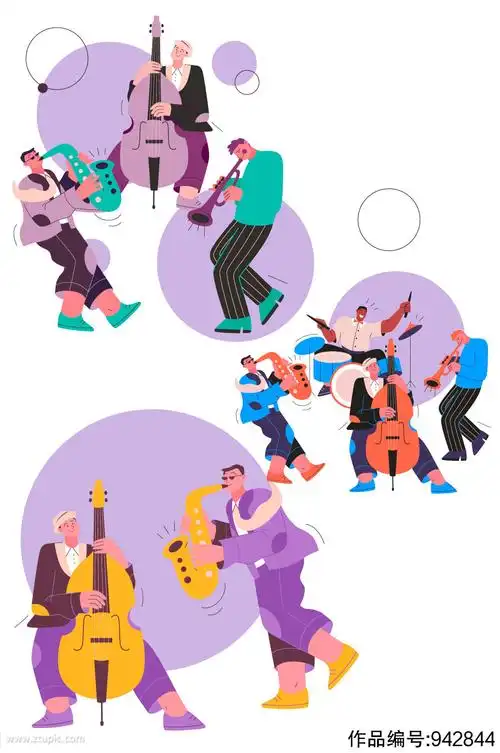 >音乐聚会爵士乐演奏矢量插画