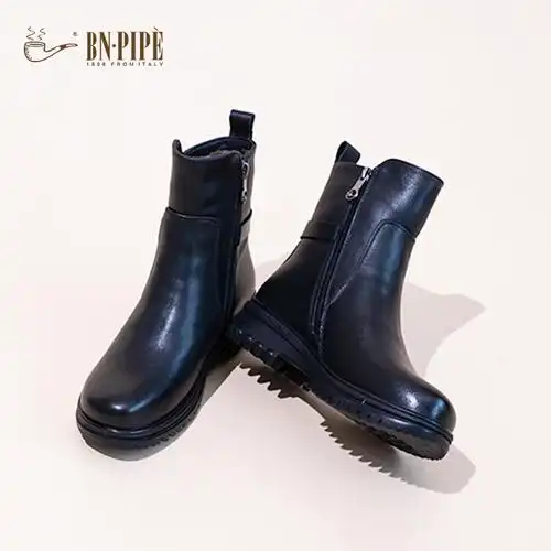 百年烟斗时装靴原皮原毛2021冬季女鞋时尚百搭女靴加绒加厚妈妈鞋