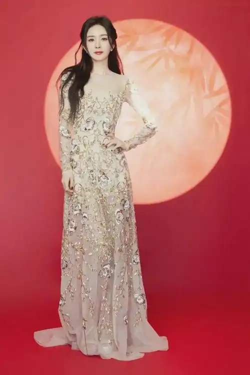 杨幂鎏金薄纱裙,演绎美丽与魅力的完美结合