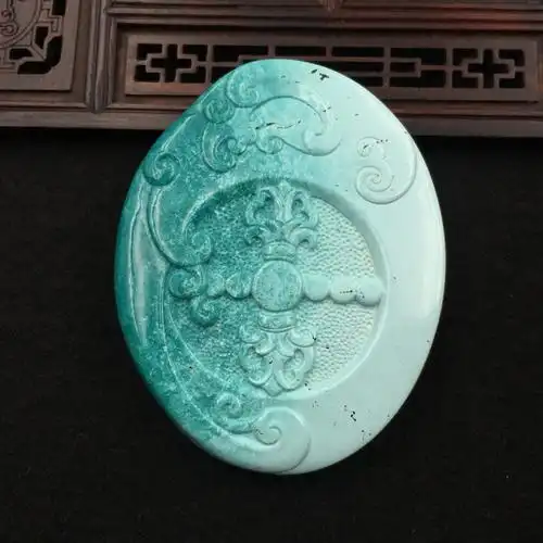 湖北原矿高瓷绿松石龙凤呈祥雕件