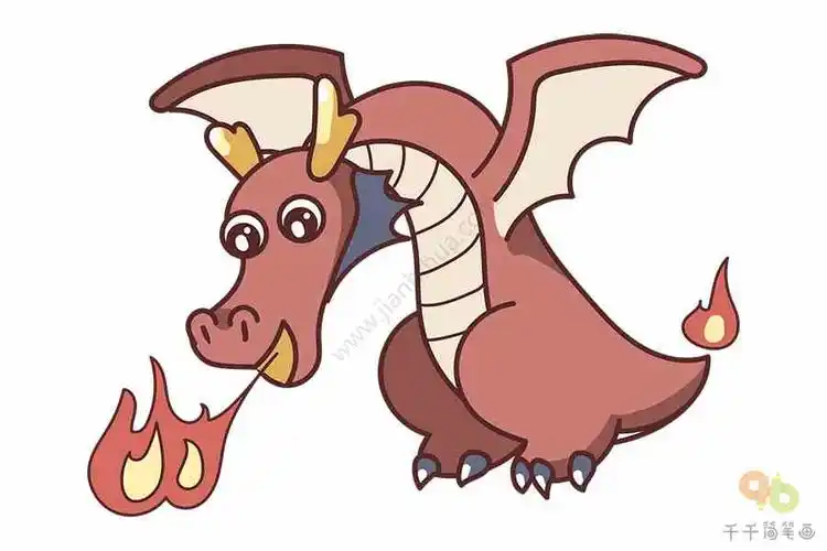 喷火龙简笔画图片_恐龙简笔画