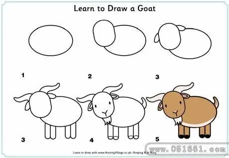 山羊怎么画简笔画步骤 简笔画图片大全-蒲城教育文学网