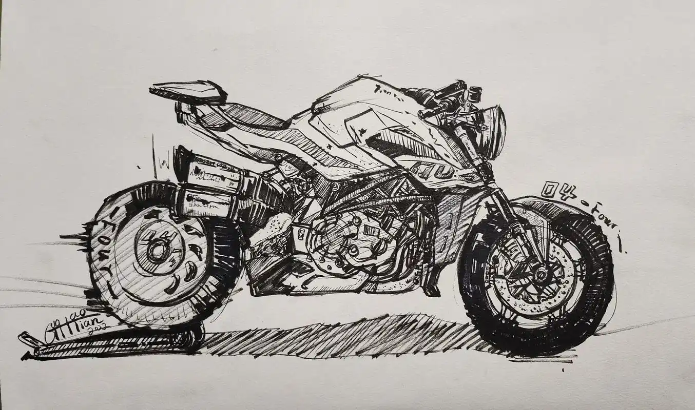 手绘(摩托)原创手绘#手绘#画画#摩托#速写 - 抖音