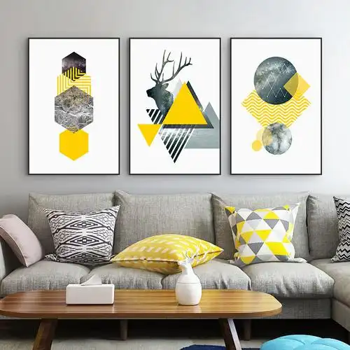 客厅装饰画现代简约ciaa轻奢挂画北欧沙发背景墙三联壁画抽