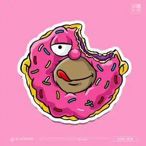辛普森甜甜圈潮牌贴纸卡通可爱行李箱手机壳电脑滑板吉他动画贴画