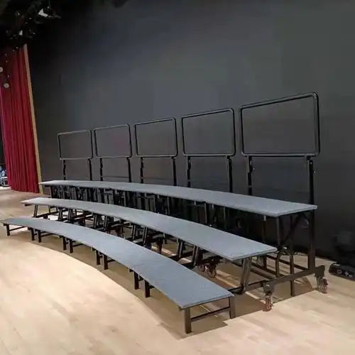 折叠式三层活动合唱台合唱架子立式折叠烤漆直线弧形两用合唱台阶