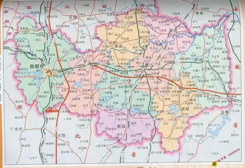 信阳市区划交通地图