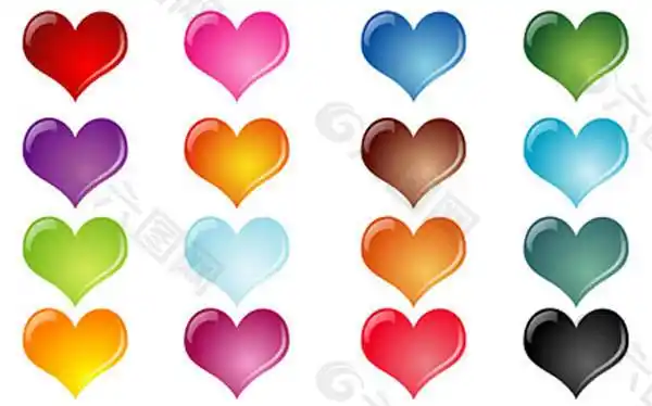 各式彩色爱心矢量素材
