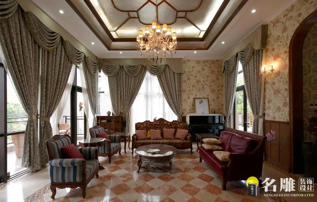 美式田园风 别墅 雅致 名雕装饰 别墅装修 客厅图片来自杜鸿业----名