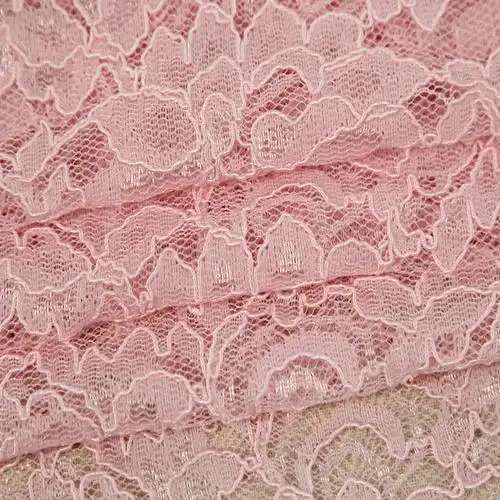 厂家粉色锦棉股线花边蕾丝女装童装时装连衣裙婚纱礼服面