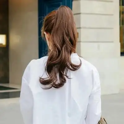 韩范 单马尾 微卷发 长发 发型 清新 唯美 摄影 文艺 背影 发型