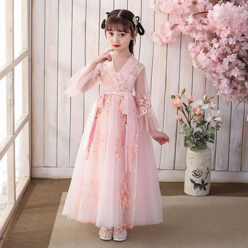 夏装汉服女仙气古风古装衣服女童小女孩儿童中国连衣裙