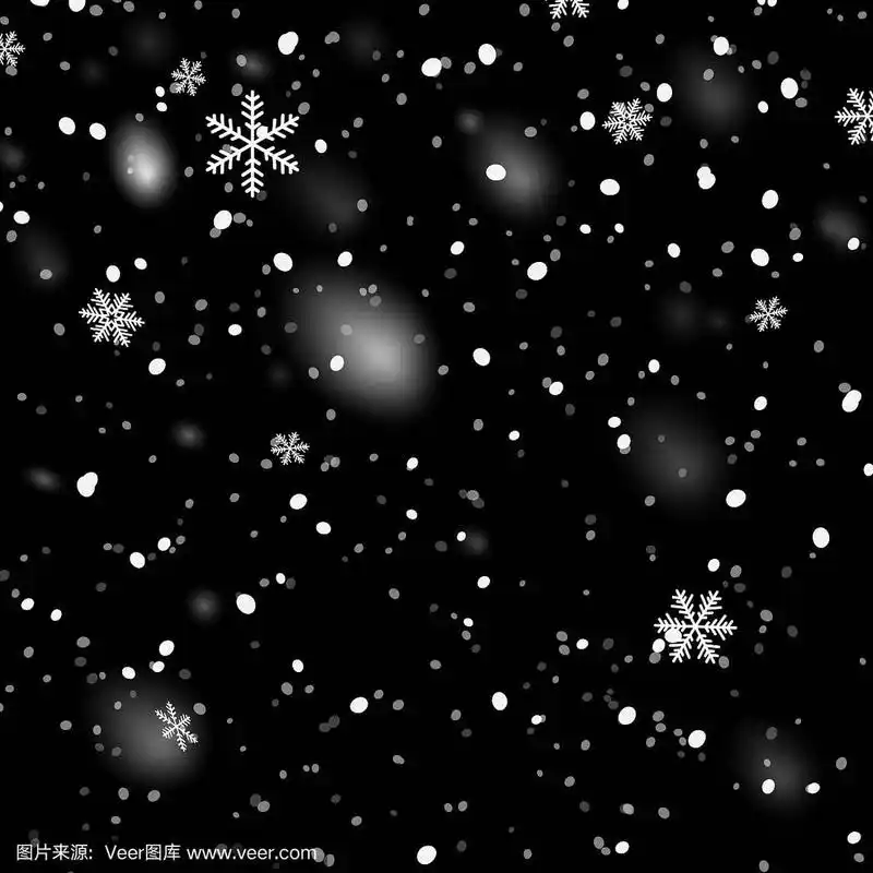 雪花孤立地落在黑色上.