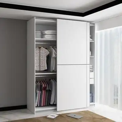 正品现代简约家用卧室实木组装滑动白色肤感推拉门大衣柜移门收纳