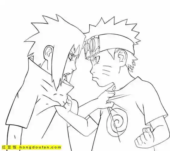 10张佐助和鸣人热血忍者少年卡通涂色图片免费下载