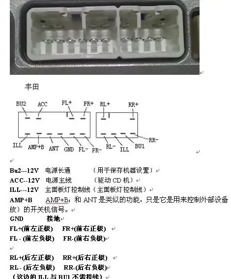 丰田花冠原车音响接线图