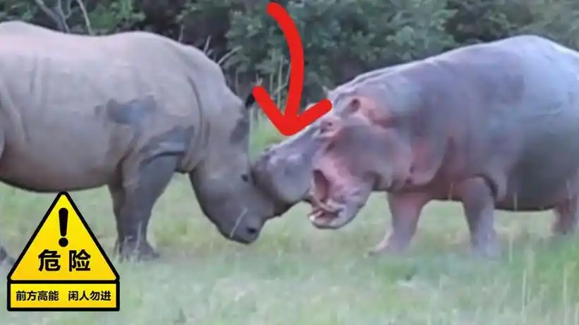 河马与犀牛之间的终极碰撞!