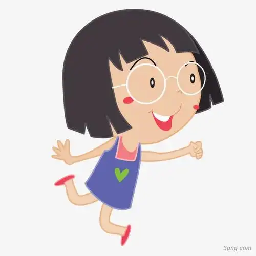 卡通戴眼镜的女孩人物设计png素材透明免抠图片-节日元素