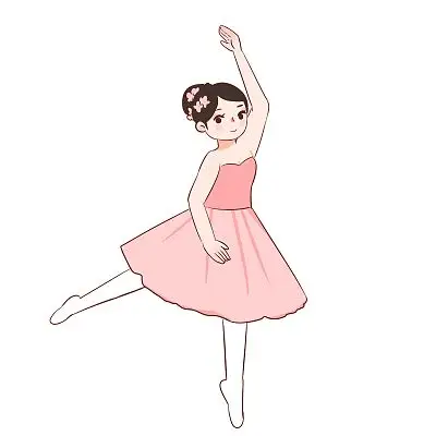 手绘卡通女孩芭蕾舞蹈原创人物素材