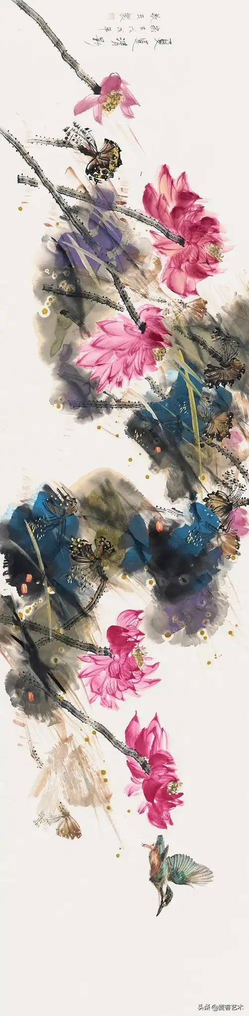 出水芙蓉图中国当代著名艺术家邓敬民国画重彩荷花作品