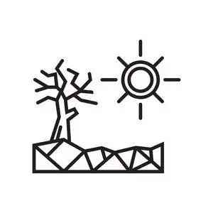 海啸逃生白色背景下的干旱图标矢量符号与符号分离照片