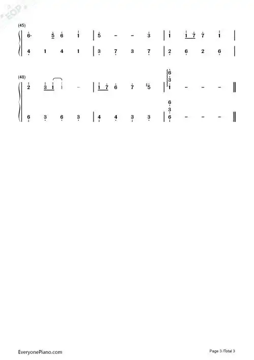 天空之城适中版eop教学曲双手简谱预览3