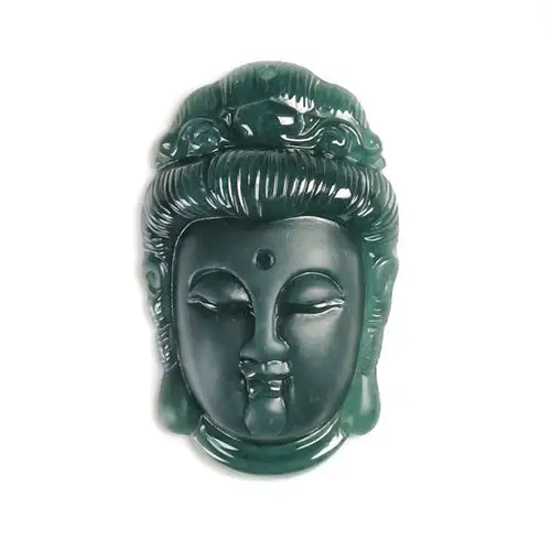 翡翠a货冰润蓝水观音头吊坠7.34克