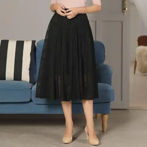 蕾丝半身裙长款2020新款高腰修身显瘦大摆裙网半身裙