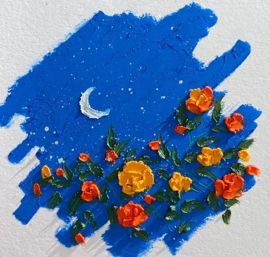 油画棒临摹星夜玫瑰色号步骤图