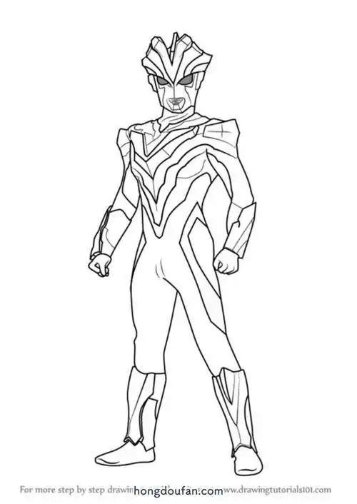 站立的奥特曼战士光之勇士奥特曼-红豆饭小学生简笔画大全