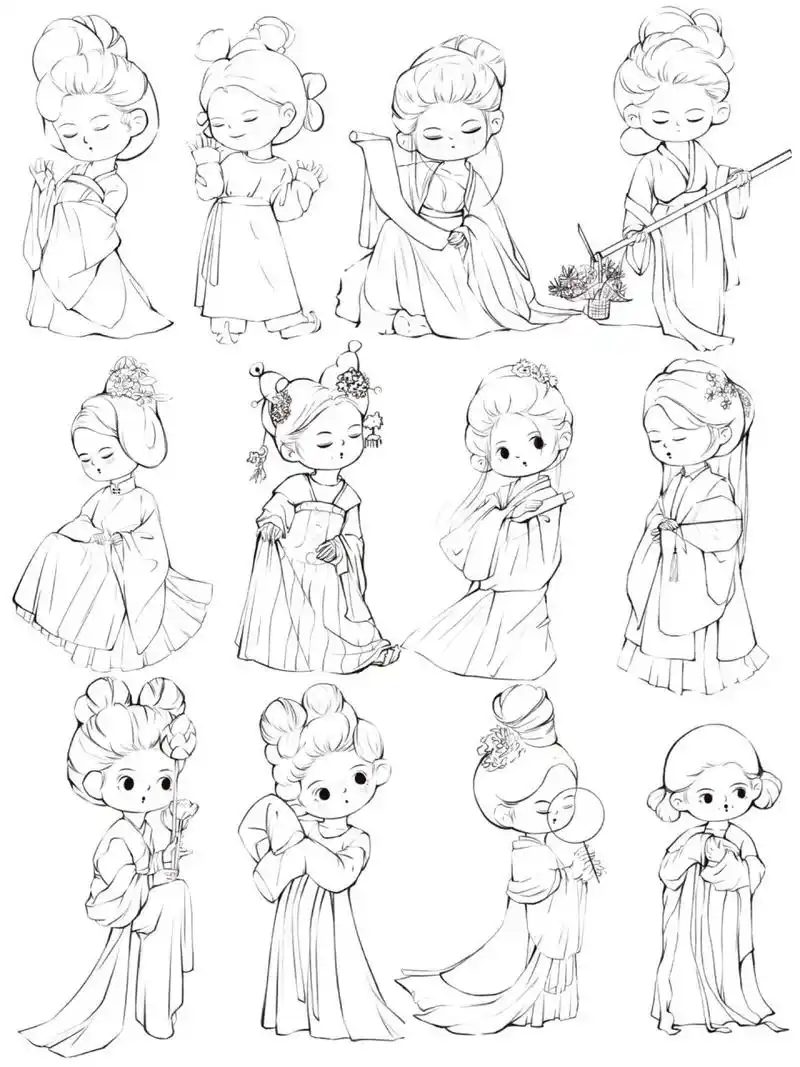 91速写练习-古风q版人物     =