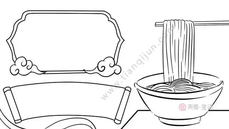 中国美食烩面简笔画手抄报美食英语手抄报