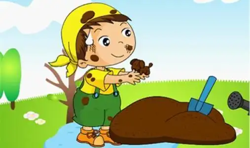 小朋友玩泥巴简笔画