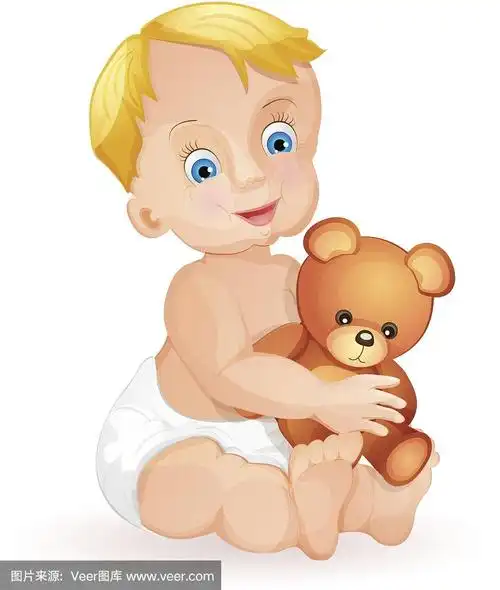 小男孩抱着可爱的泰迪熊