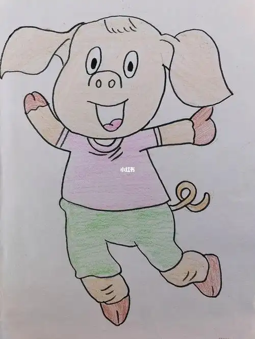 卡通儿童简笔画73小猪嘟嘟彩铅画来喽