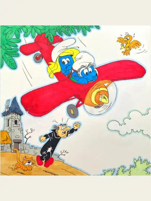 卡通动画可爱的蓝精灵一