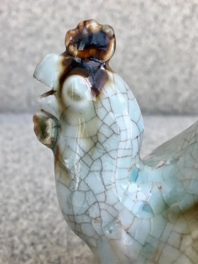 宋代湖田窑影青点褐彩鸡首壶