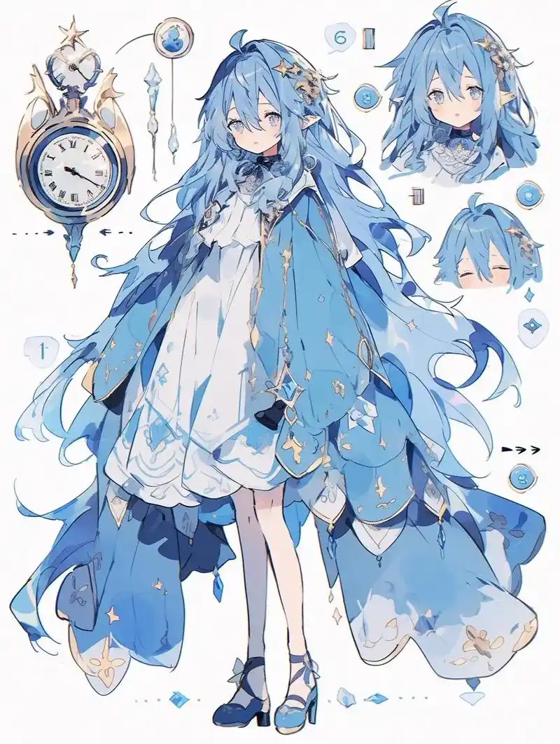 oc设子分享-长发蓝色系贵族少女.最近主攻人设oc铸造,随缘 - 抖音