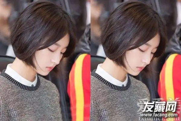 中分刘海短发一: ol们钟爱的一款韩式中分短发发型,乌黑发丝莹亮柔顺