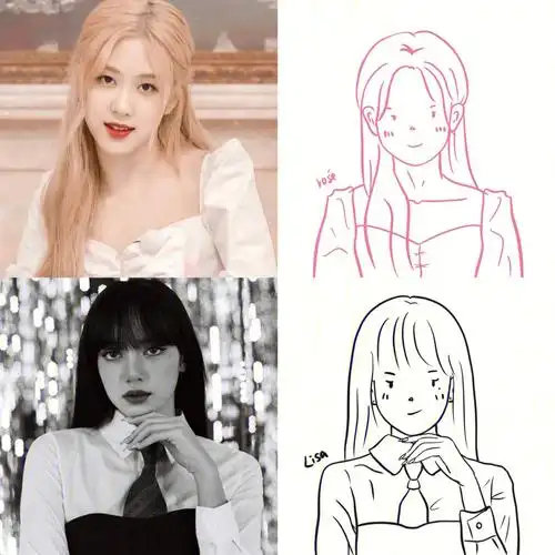 简笔画blackpink简笔四闺蜜头像