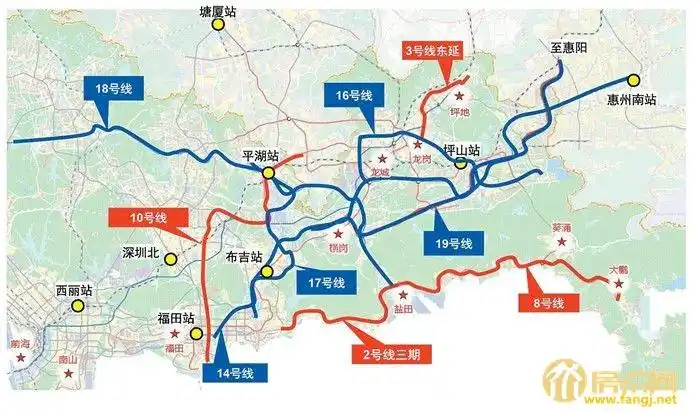 其中3铁指的是:厦深高铁,建设中的深圳地铁14号线,规划中的惠州城轨1