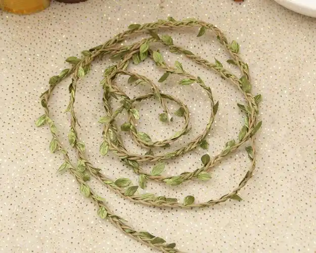 diy手工花环藤条 圣诞树叶藤条 绿叶树叶编织麻花绳辫子10米一包