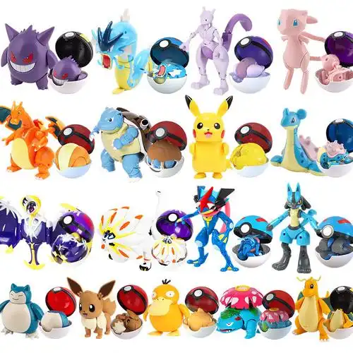 庄臣宝可梦变形球比皮卡丘玩具手办模型玩偶摆件公仔小火龙杰尼龟