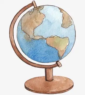 手绘学习用品地球仪